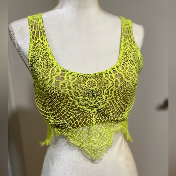 For Love and Lemons Skivvies Spring Fling Crop Top Yellow Bralette size M - Picture 5 of 8